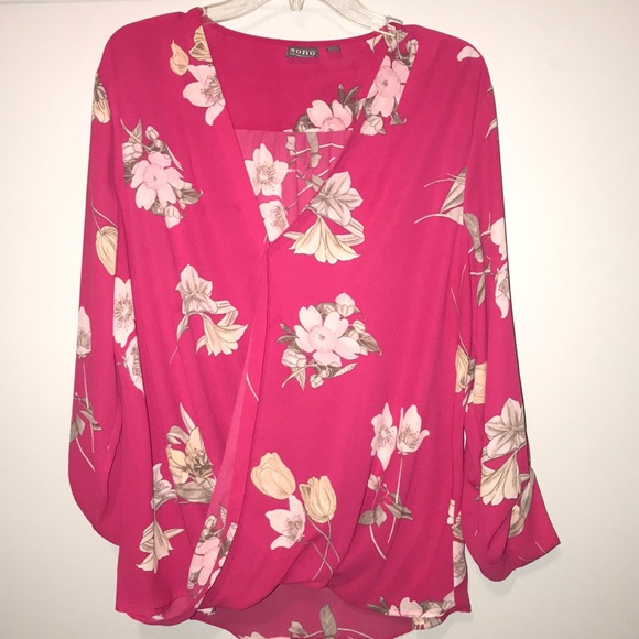 New York & Company Tops - 2/$15 Pink v-neck wrap blouse